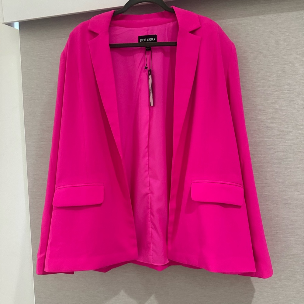 Steve Madden Pink Blazer Relaxed Fit Suit Jacket